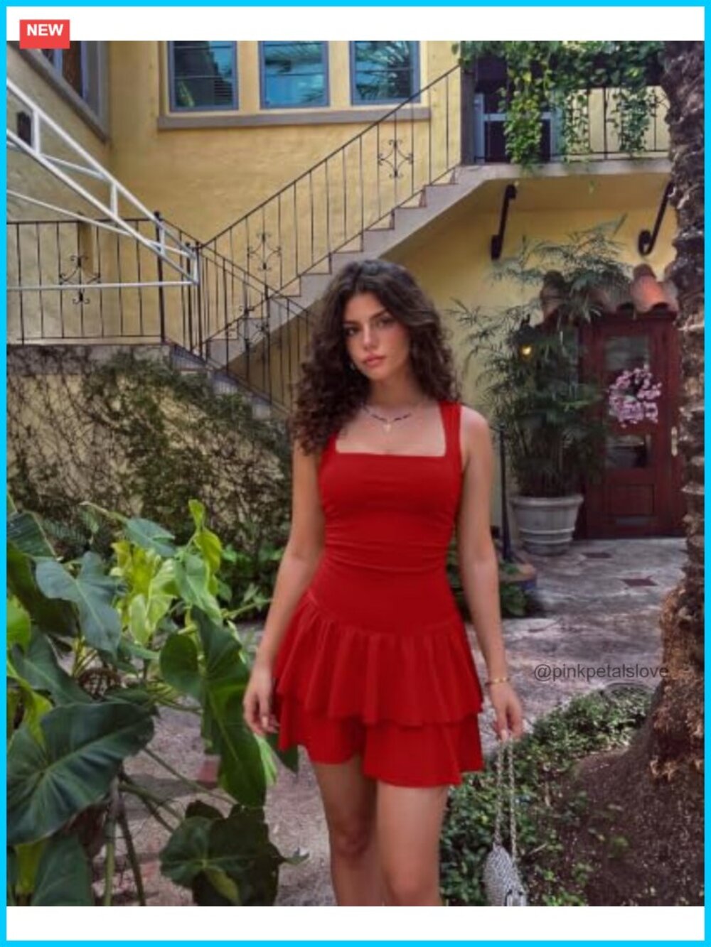 Square Neck Tank Mini Dress Ruffle Hem Ruched Club Party - Picture 4 of 6